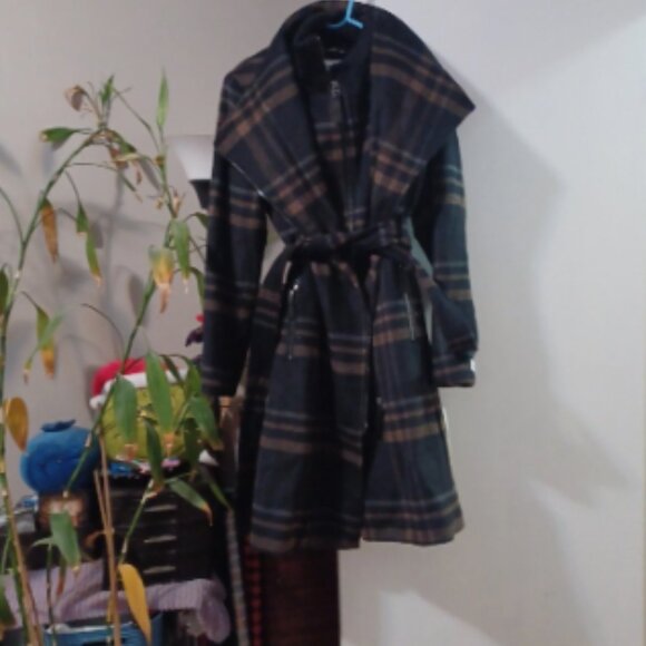 Plaid Calvin Klein Trench BeltedCoat